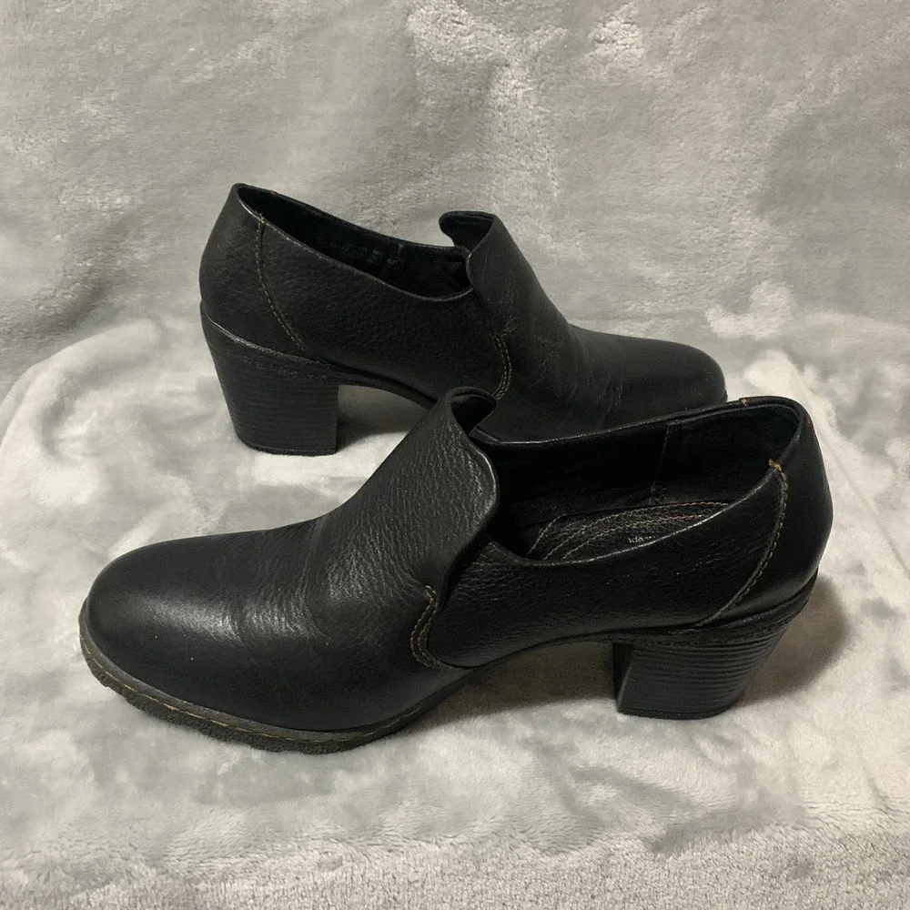 BOC Born Concept Black Leather Ankle Boots Booties Women's US‎ 9.5 EU 41 Block